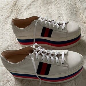 Gucci White Platform Sneakers with Red & Blue Stripe 9/9.5 US Women’s